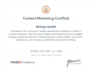 Hubspot Content Marketing Certificate Best Digital Marketing Strategist In Dubai